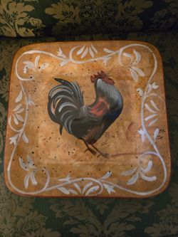Certified International Geoffrey Allen Rooster Square Platter