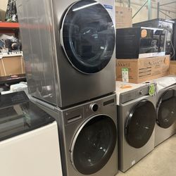 Set Front Load LG Stainless Steel W 27” GAS 