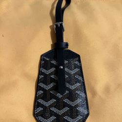 Black Leather Canvas Luggage Tag Anjou mini