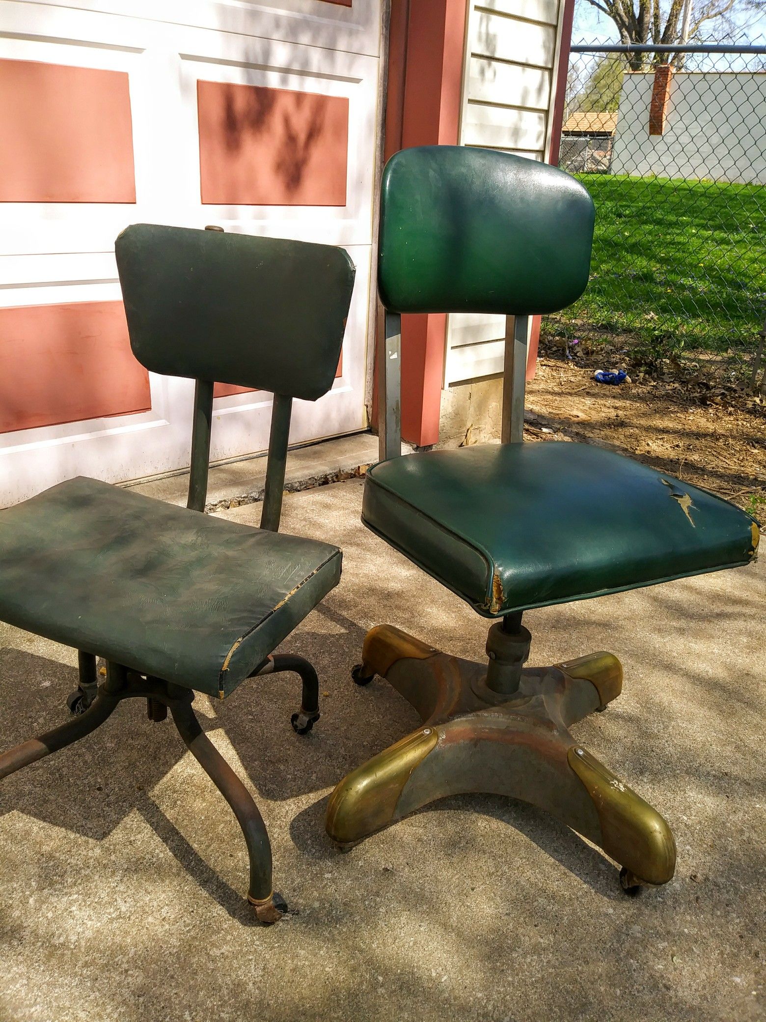 2 vintage Industrial chairs Sturgis Posture & Harter tanker
