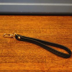 Black Leather Strap With Swivl Gold Clip 