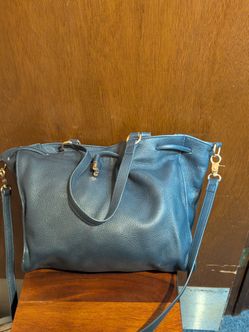 Blue leather crossbody purse