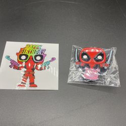 Brand New Funko Marvel: Deadpool 30th - Deadpool in Cake Decal Pin & Sticker