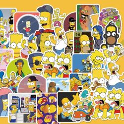 50 Pieces Not Repetitive Simpsons Waterproof Stickers Pack