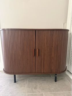 Modern Fluted Accent Cabinet / Sideboard – Walnut Finish