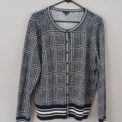 Talbot's Charming cardigan - Glen Plaid XL black.