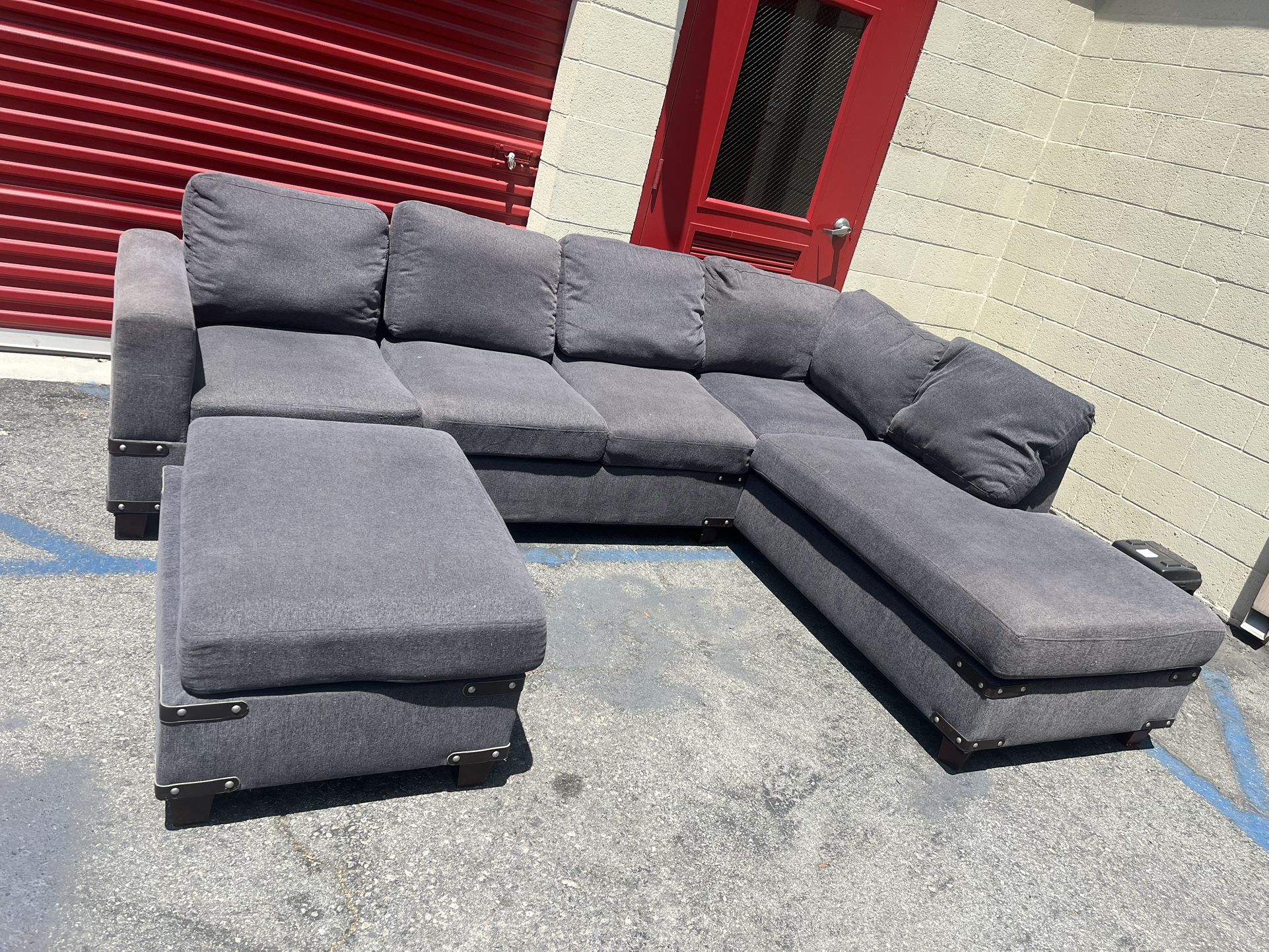 2piece Sectional Sofa Set Charcoal Grey