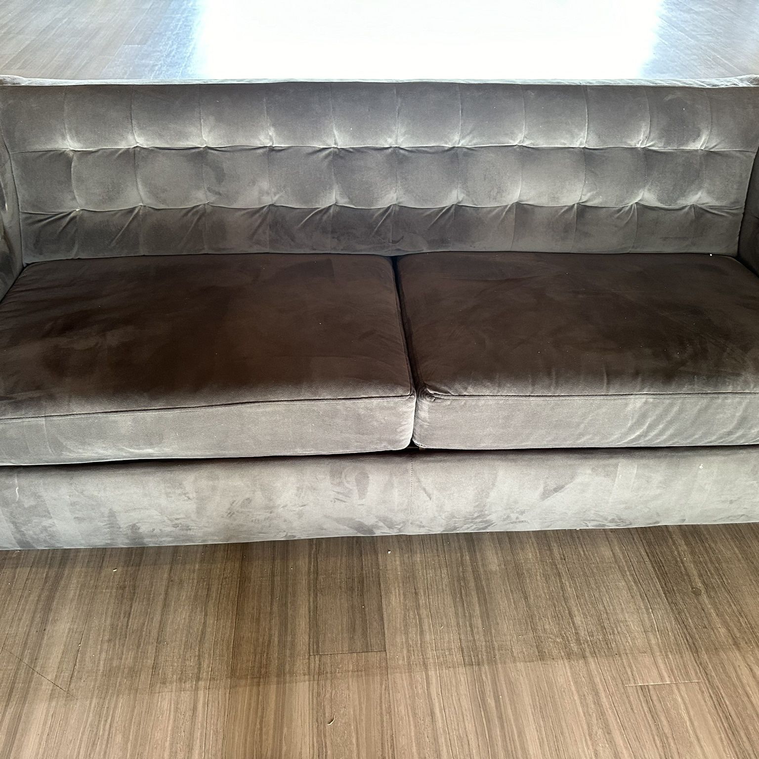 West Elm - Grey Velvet Sofa 