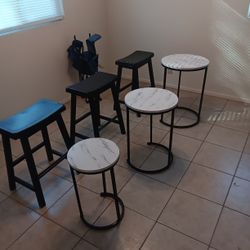 3 Personal Stools With Tables