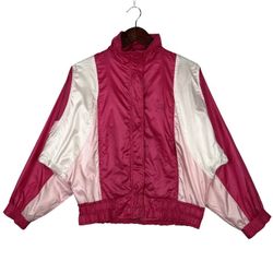 VINTAGE PUMA Womens Baby Hot Pink Windbreaker Jacket SZ SMALL