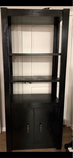 Black Wood Bookcase with Cabinet
