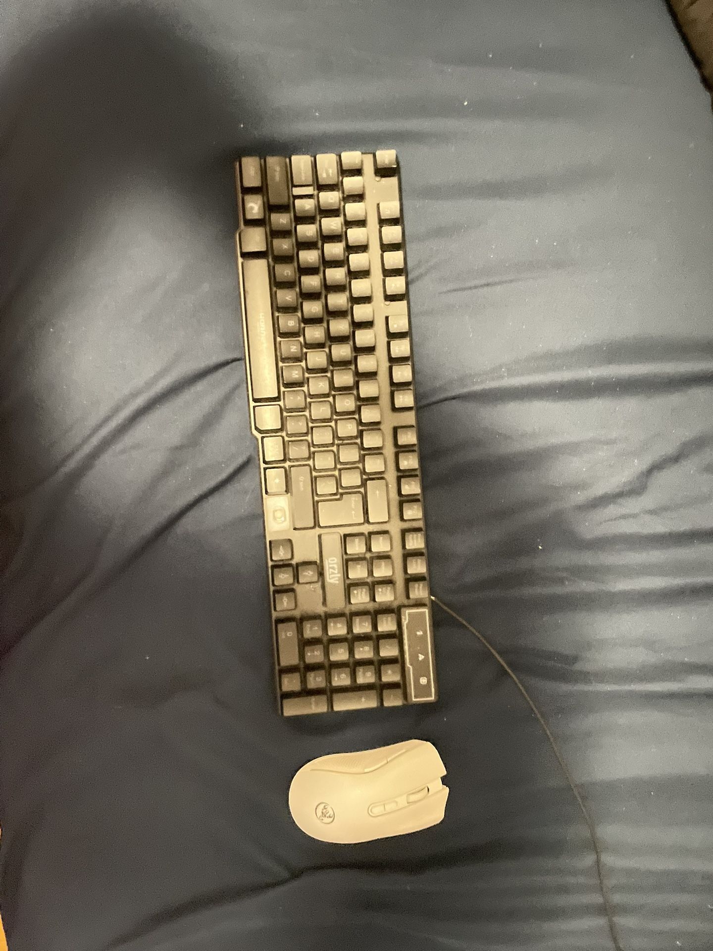 Black Wired Keyboard and White Wireless Mouse Combo