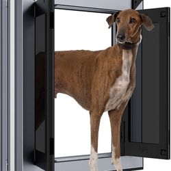 Aluminum Dog Door w/ Magnetic Flaps, French Style, Heavy Duty for Large Dogs up to 110 lbs