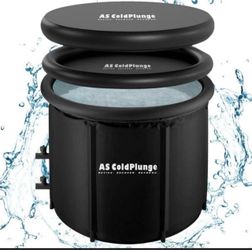 AS ColdPlunge XL Ice Bath Tub for Cold Plunge, Ice Pod with Lid & Cover, Inflatable ice bucket with 2 Drain Valves for Chiller, Cold Therapy Recovery 