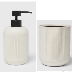 Threshold Bathroom Modern Resin Toothbrush Holder & Soap Pump Dispenser Set