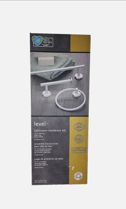 Gatco 5348 Bath Hardware Set W/towel bar, Toilet Paper Holder & Towel Ring  OB