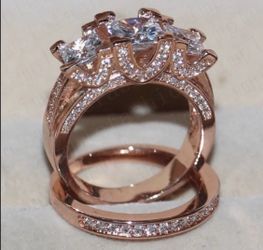 New 18 k rose gold wedding ring set engagement ring