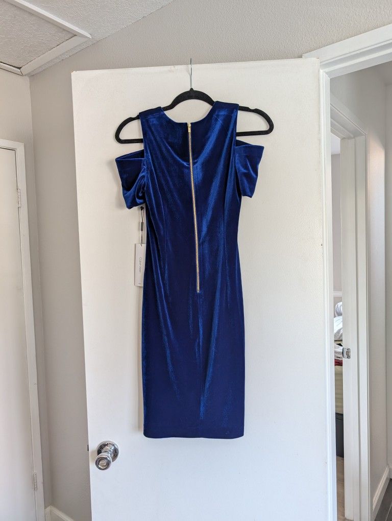 NWT Calvin Klein Royal Blue Velvet Dress - joarbit.com