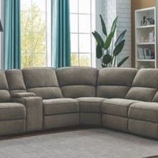 Brand New 6 Piece Beige Reclining Sectional