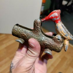 Antique Cast Iron Woodpecker Toothpick Retriever 