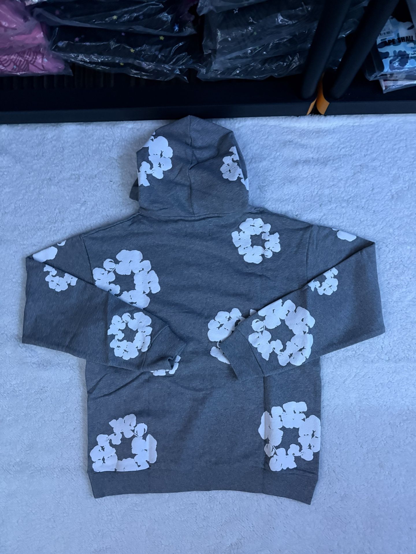 Grey and white flower hoodie