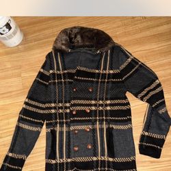 NWT Men’s Paul Daniel “Sovereign” Plaid Double-Breasted Knit Cardigan M