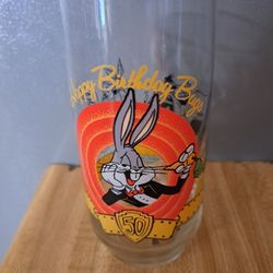 Vintage Looney Tunes Bugs Bunny And Friends The Movies Logo Glass Cup
