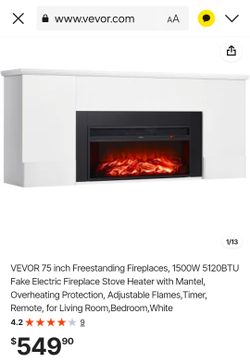 VEVOR 75-Inch Electric Fireplace with Mantel