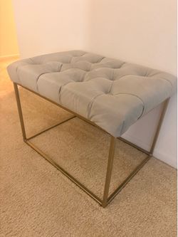 Button Tufted Ottoman with Metal Base