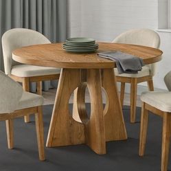New Round Walnut Wood Dining Table Set, Free Delivery ✅ Modern Round Dining Table, New Dining Table Set 