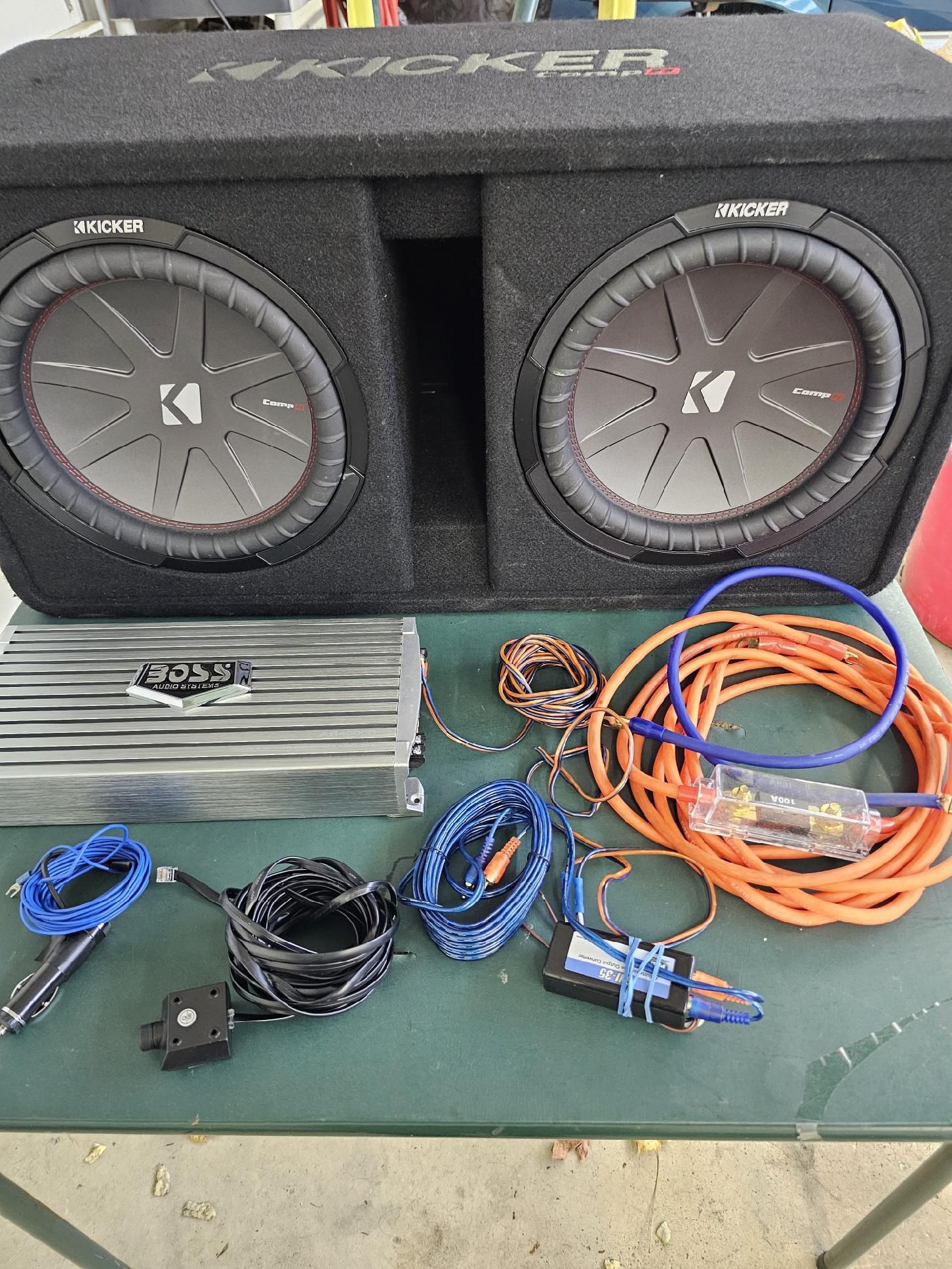 Kicker 12’a Comp R Subwoofers + Amp/Installation Kit