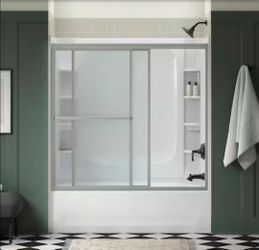 💝 Sterling
Deluxe 55-60 in W x 56 in H Framed Sliding Tub Door in Silver with 1/8 in Thick Tempered