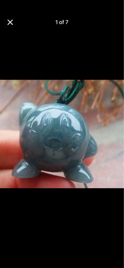 Certificate Jadeite jade cute Cartoon Green Pikachu Kirby circle Pendant