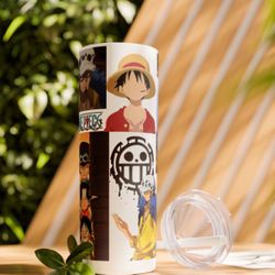 Anime One Piece . Trafalgar Skinny Tumbler with Straw, 20oz