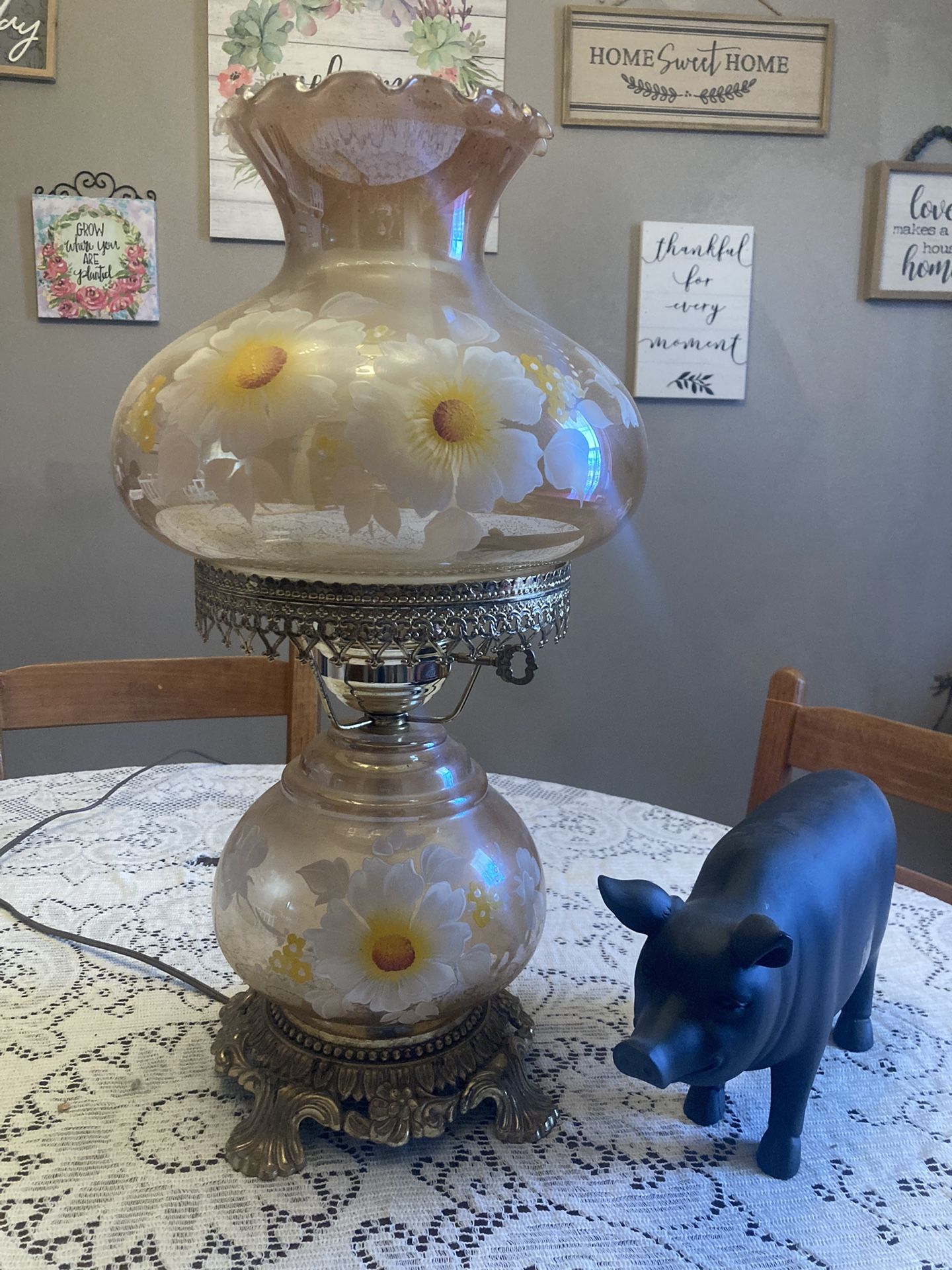 Antique Hurricane Glass Lamp