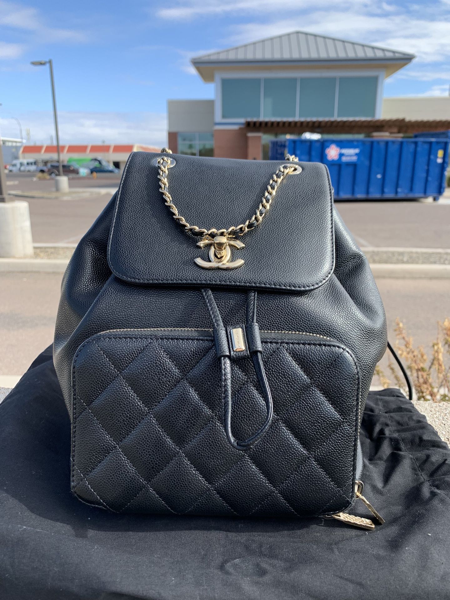 CHANEL Quilted Black Caviar Business Affinity Backpack