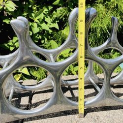 Vintage 9 Bottle Cast Aluminum Wine Rack Metal 