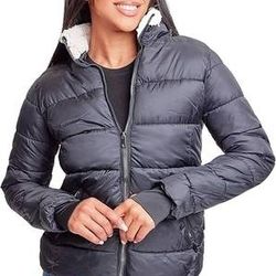 NEW SZ Small Women Junior Full Length Puffer Insulated Winter Snow Jacket Collar & Detachable Sherpa Hood