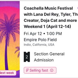 Coachella Tickets For Sunday 2 Available 