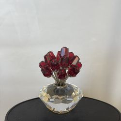 Swarovski Crystal 2002 SCS 15th Ann., Special Ed., Vase of 15 Red Roses Figurine