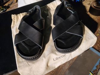 Liberte Bronte Black Leather Sandals Size 10 (Brand New)