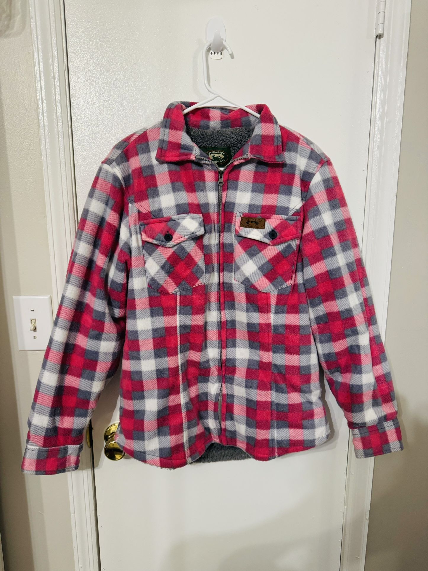 Stillwater Women Pink Plaid Winter Coat Size Large