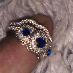 Blue Sapphire .white . .925. .2set Ring
