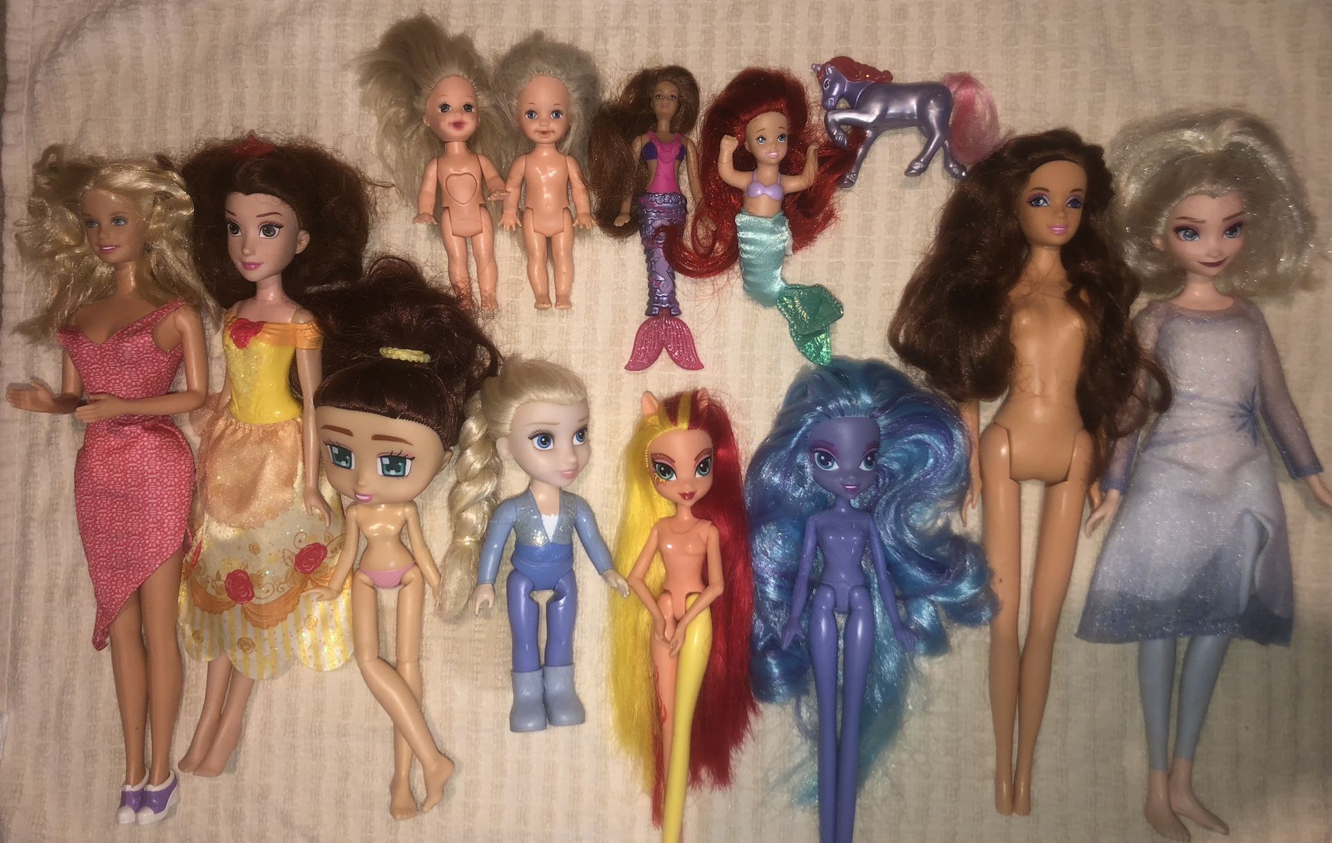 dolls lot for girls my little pony, mermaid, Barbie, Chelsea, princess, frozen