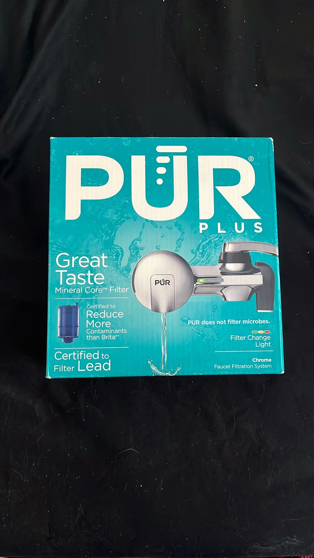 PUR Plus Horizontal Faucet Mount Filtration System with 3-in-1 Lead Reducing Filter, Water Filter for Sink, Lasts 100 Gallons, Compatible with Sinks w