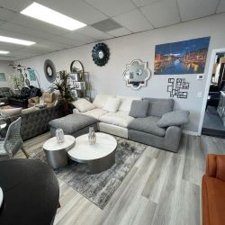 Elyza Linen 3-Piece Sectional Sofa And Ottoman 
Ashley Furniture