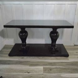 Bernhardt Furniture Console with Custom Glass Top