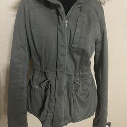 Hollister Olive Green Coat With Hood
