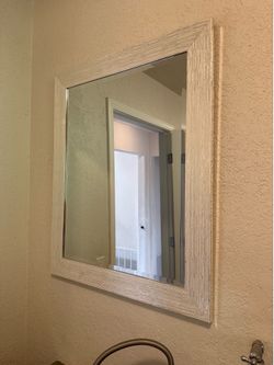 Textured White Framed Wall Mirror