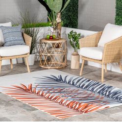 NuLoom Auri Double Palm Indoor/Outdoor Machine Washable Area Rug 4x6